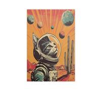 Retro-style Cool Space Cat Astronaut Planetary Art Print Canvas Poster Bedroom Decor Landscape Office Room Decor Gift 20" L X 30" W