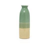 Retro Style Daisy Green Crackled Glaze Ceramic vase | Ombre Glaze Cylinder Flower vase for Pampas Grass | Tall Stem Decorative
