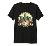 Retro Style Dallas, Texas City Skyline Premium T-Shirt