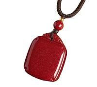 Retro Style Design Cinnabar Small Square Without Incident Pendant Necklace This Year Amulet Men and Women Universal Peace Auspicious Gift