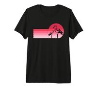 Retro Style Flamingo Sunset | Bird Lover Summer Gift Premium T-Shirt