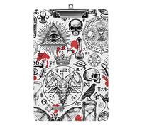 Retro Style Freemasonry and Occultism A4 Size Clipboard Funny Aesthetic Working Studying Letter Standard Clip Board 12.5×8.5 in Hardboard for School Classroom Kids Writing Drawing