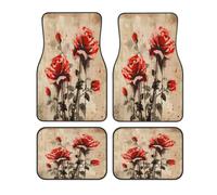 Retro Style Ink Rose Car Floor Mats Set of 4
