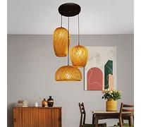 Retro Style Lantern Pendant Light 3-lamp Natural Hanging Light Dining Room Vintage Rattan Living Room Pendant Lamp E27 Ceiling Chandelier Each max 40 W Height Adjustable