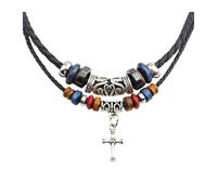 Retro-Style Leather Double-Layer Woven Necklace(White)