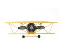 Retro Style New Simple Airplane Clock Wall Hanging Wrought Iron Head Hanging Clock Watch Creative Hanging Ornament Wall Decoration (Yellow)