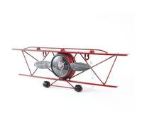 Retro Style New Simple Airplane Clock Wall Hanging Wrought Iron Head Hanging Clock Watch Creative Hanging Ornament Wall Decoration (Red)