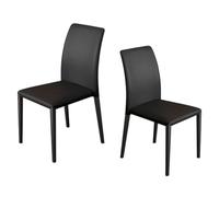 Retro Style Patio Dining Chair Set of 2 High Back Modern Stackable Outdoor Chairs Comfortable Soft Seat for Dining Small Space Friendly (Black)