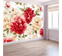Retro Style Photo Wallpaper Watercolor Flowers Peonies Large TV Background Wall Art 3D Murals 450 x 280 cm Wall Sticker Bedroom Living Room Hallway Sofa Backdrop Decor