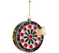 Retro Style Plastic Christmas Tree Hanging Ornaments with Various Themed Designs Like Dartboard and Present Pack for Holiday Party Decorations (A)