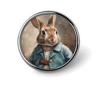 Retro Style Rabbit Badge Holder Personalized Metal Button Pin Fashion Round Badge with Pattern Pin DIY Button Badges Exquisite Brooch Crafts Gift Clothes Decorative Pins