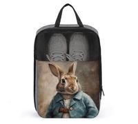 Retro Style Rabbit Shoe Bags Foldable Breathable Portable Shoe Puches Organizer Stylish Expandable Packing Travel Shoes Bags for Sneakers Gym Luggage Closet