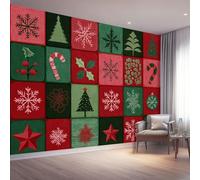 Retro Style,Red and Green Checkered Pattern Wallpaper,Color Girls Kids Wall Mural 250 x 175 cm（WxH - Non-Woven Photo Wallpaper Mural for Bedroom Living Room Hallway Home Decor