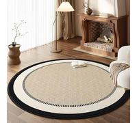 Retro style round carpet, waterproof and stain-resistant floor mat, can be maintained with common cleaning tools, suitable for livingroom, bedroom bedside, cloakroom, powder room F 80cm