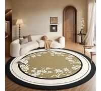 Retro style round carpet, waterproof and stain-resistant floor mat, can be maintained with common cleaning tools, suitable for livingroom, bedroom bedside, cloakroom, powder room K 140cm