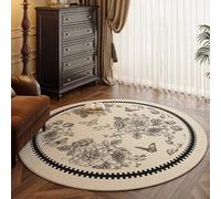 Retro style round carpet, waterproof and stain-resistant floor mat, can be maintained with common cleaning tools, suitable for livingroom, bedroom bedside, cloakroom, powder room R 80cm