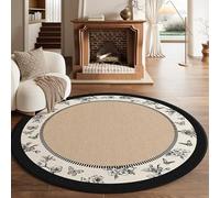 Retro style round carpet, waterproof and stain-resistant floor mat, can be maintained with common cleaning tools, suitable for livingroom, bedroom bedside, cloakroom, powder room C 120cm