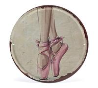 Retro Style Round Tin Sign Ballet Forget The Glass Slippers This Princess Wears Pointe Shoes Vintage Metal Sign Dancing Ballerina Home Wall Decor Round Metal Sign Plaque 30cmx30cm