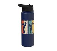 Retro Style Saxophone Player Silhouette Music Distressed Stainless Steel Insulated Water Bottle