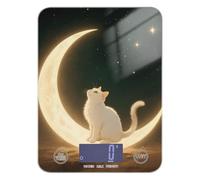 Retro Style Simple Moon Cat Easy Clean Diet Scales Digital Weight for Food 11lb/0.18oz, 5kg/5g Kitchen Supplies Scale with 4 Unit for Spices Cooking Meal Prep (Batteries not Included)