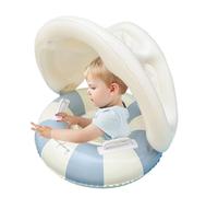 Retro Style Swimming Ring With Sunshade - Striped Seat Float For Children Aged 0-4 Years, Comfortable Secure Swim Trainer Ring For Pools, Beaches And Summer Water Play Activities
