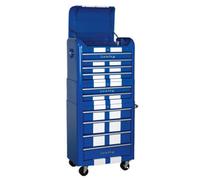 Retro Style Topchest, Mid-Box & Rollcab Combination 10 Drawer Blue White (Sealey Ap28Combo2Bws)