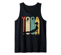 Retro Style Upward Facing Dog Silhouette Yoga Distressed Tank Top