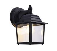Retro Style Wall Lamp LED Waterproof Outdoor Light Classical Upside Down Lighting Fixture Industrial Vintage Single Head Black Matte Finish with Clear Glass Shade