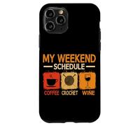 Retro Style Weekend Schedule Coffee Crochet Wine Crocheting Case for iPhone 11 Pro