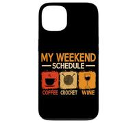 Retro Style Weekend Schedule Coffee Crochet Wine Crocheting Case for iPhone 13