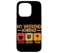 Retro Style Weekend Schedule Coffee Crochet Wine Crocheting Case for iPhone 15 Pro