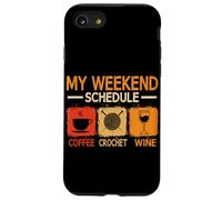 Retro Style Weekend Schedule Coffee Crochet Wine Crocheting Case for iPhone SE (2020) / 7/8