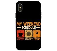 Retro Style Weekend Schedule Coffee Crochet Wine Crocheting Case for iPhone X/XS