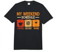 Retro Style Weekend Schedule Coffee Crochet Wine Crocheting Comfort Colors Adult Heavyweight T-Shirt