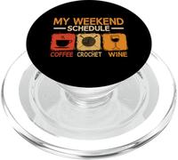 Retro Style Weekend Schedule Coffee Crochet Wine Crocheting PopSockets PopGrip for MagSafe