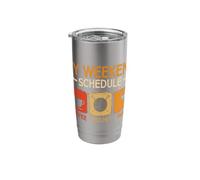 Retro Style Weekend Schedule Coffee Crochet Wine Crocheting Stainless Steel Insulated Tumbler
