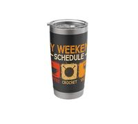 Retro Style Weekend Schedule Coffee Crochet Wine Crocheting Stainless Steel Insulated Tumbler