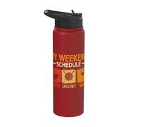 Retro Style Weekend Schedule Coffee Crochet Wine Crocheting Stainless Steel Insulated Water Bottle