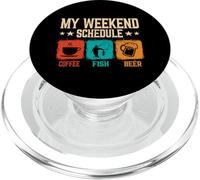 Retro Style Weekend Schedule Coffee Fish Beer Fishing PopSockets PopGrip for MagSafe