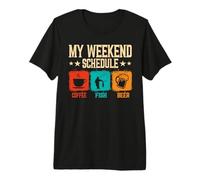 Retro Style Weekend Schedule Coffee Fish Beer Fishing Premium T-Shirt