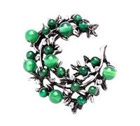 Retro Styles Alloy Brooch Featuring Genuine Green Agate Stone Versatile Fashion Accessory For Women Stylish Outfits Versatile Jewelry Accessory