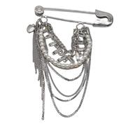 Retro Styles Alloy Brooch Pin With Imitation Pearls Accent Adjustable Chain Tassels Designs Unisex Fashion Accessory Vintage Brooch Pin