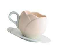 Retro Styles Thickened Ceramic Coffee Mugs and Dishes Set 4 Color Tulips Design Perfect for Cafes or Offices Use Lavishness Coffee Cups and Saucers
