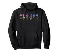 Retro Subtle Bi Pride Bisexual Rainbow Wild Flowers LGBT Gay Pullover Hoodie