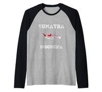Retro Sumatra Indonesia Distressed Indonesia Flag Raglan Baseball Tee