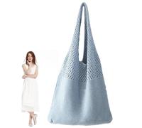 Retro Summer Beach Bag Aesthetic Casual Fairy Hobo Bag Durable Soft Polyester Shoulder Bags for Beach Shopping Dating Travel School Work, Bright blue, Se référer au descriptif, Refer to description