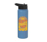 Retro Summer Beach Vibe Vacation Here Comes Sun Vintage Stainless Steel Insulated Water Bottle