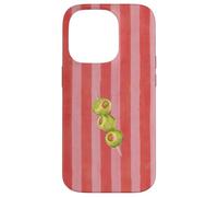 Retro Summer Gourmet Olive Martini Pink Red Stripes Case for iPhone 14 Pro