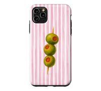 Retro Summer Gourmet Olive Martini Pink Watercolor Stripes Case for iPhone 11 Pro Max