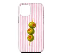 Retro Summer Gourmet Olive Martini Pink Watercolor Stripes Case for iPhone 12/12 Pro